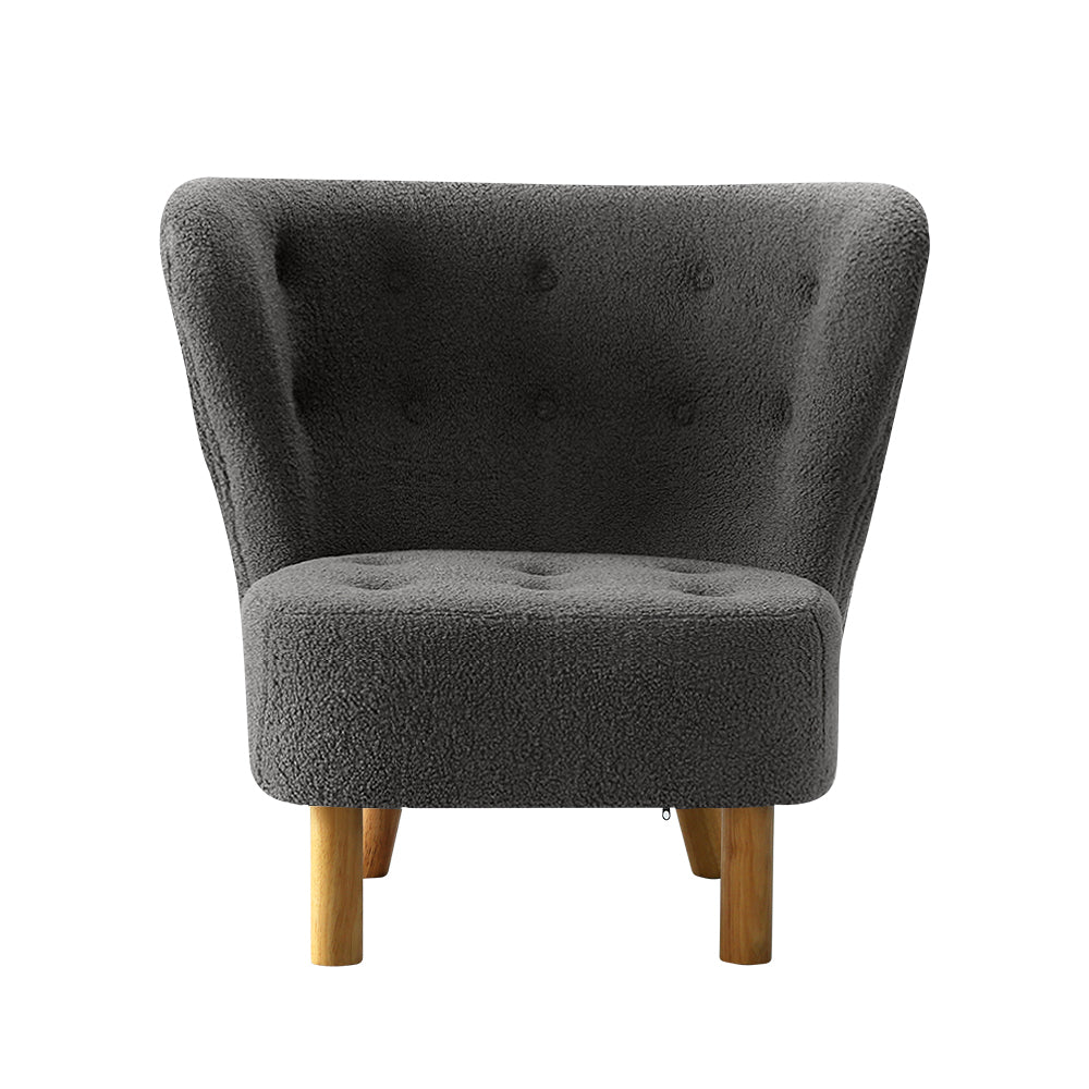 Felista Armchair Lounge Charcoal Sherpa Fabric