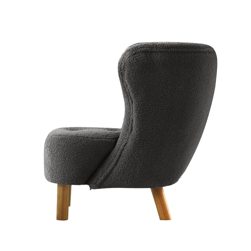 Felista Armchair Lounge Charcoal Sherpa Fabric
