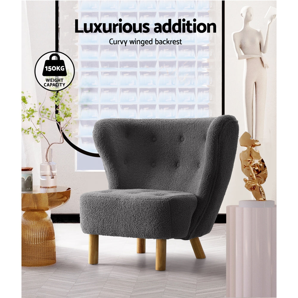 Felista Armchair Lounge Charcoal Sherpa Fabric
