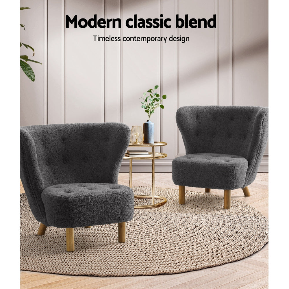 Felista Armchair Lounge Charcoal Sherpa Fabric