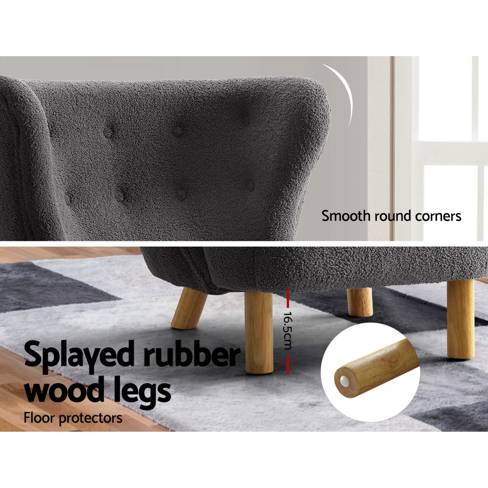Felista Armchair Lounge Charcoal Sherpa Fabric
