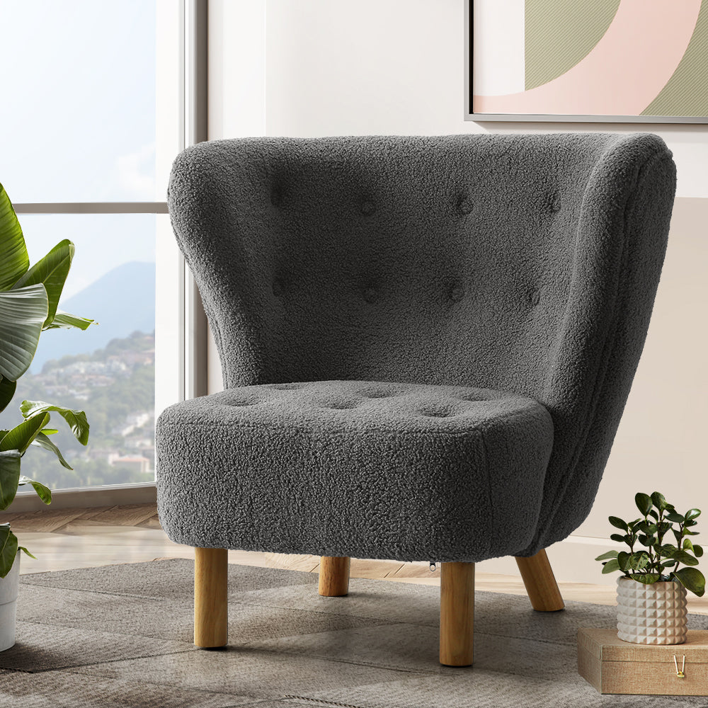 Felista Armchair Lounge Charcoal Sherpa Fabric