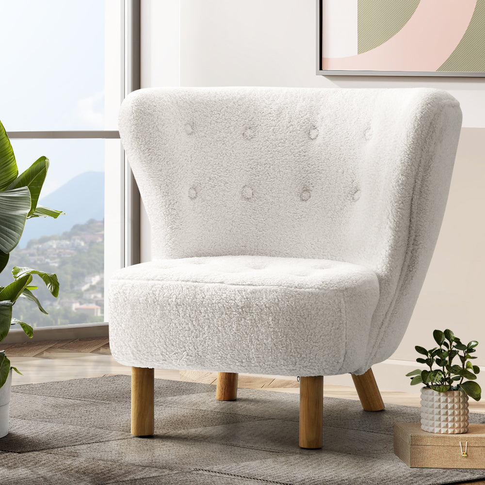 Felista Armchair Lounge Accent Chair White Sherpa