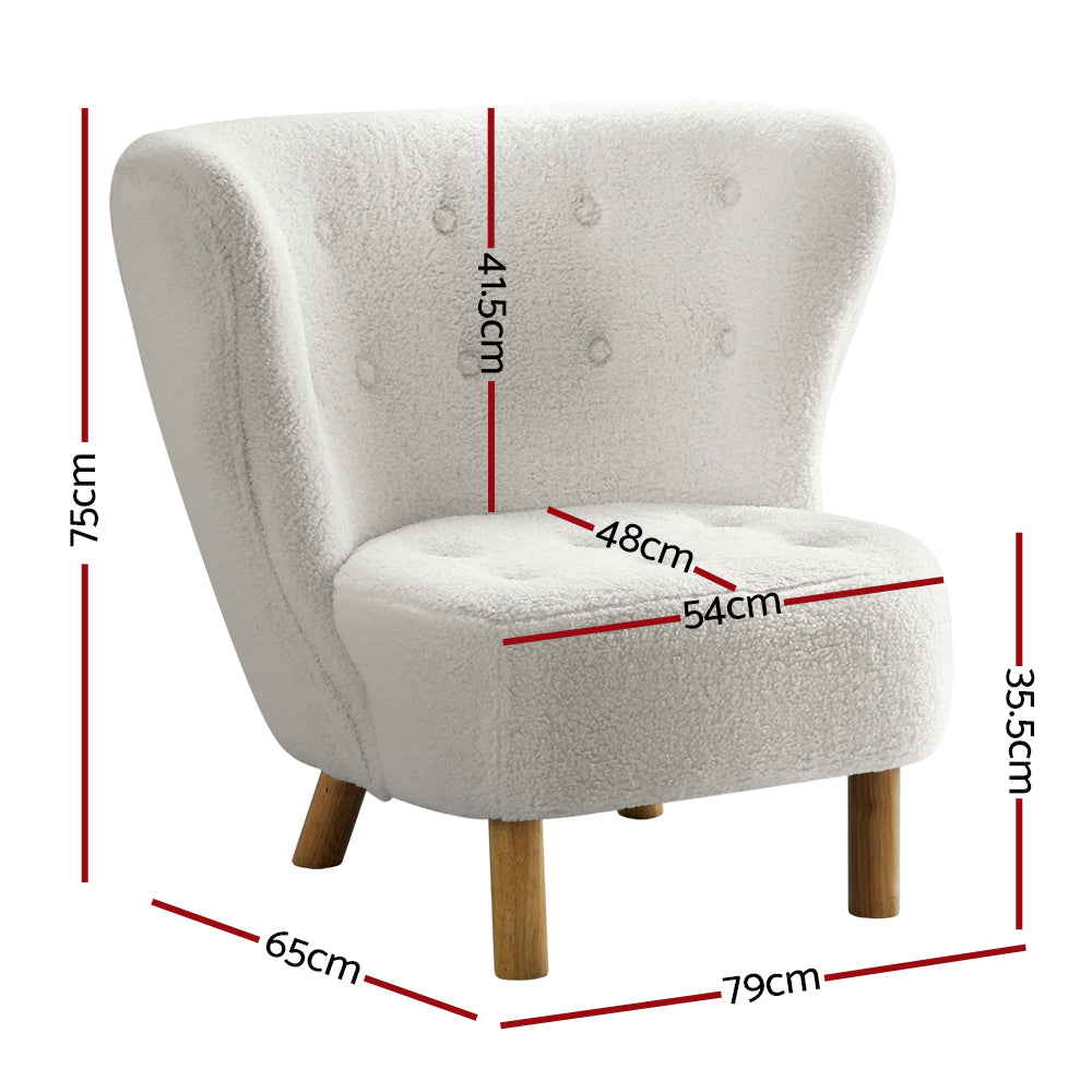 Felista Armchair Lounge Accent Chair White Sherpa