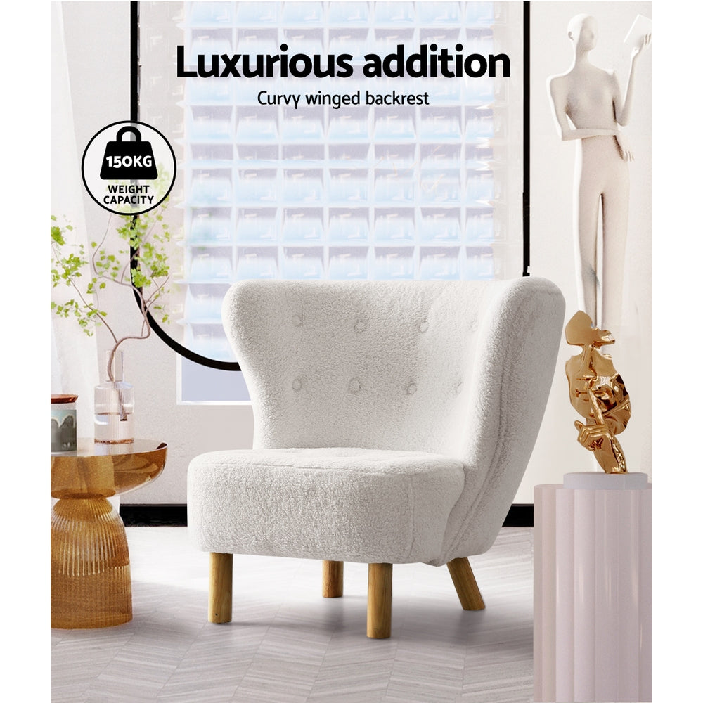 Felista Armchair Lounge Accent Chair White Sherpa