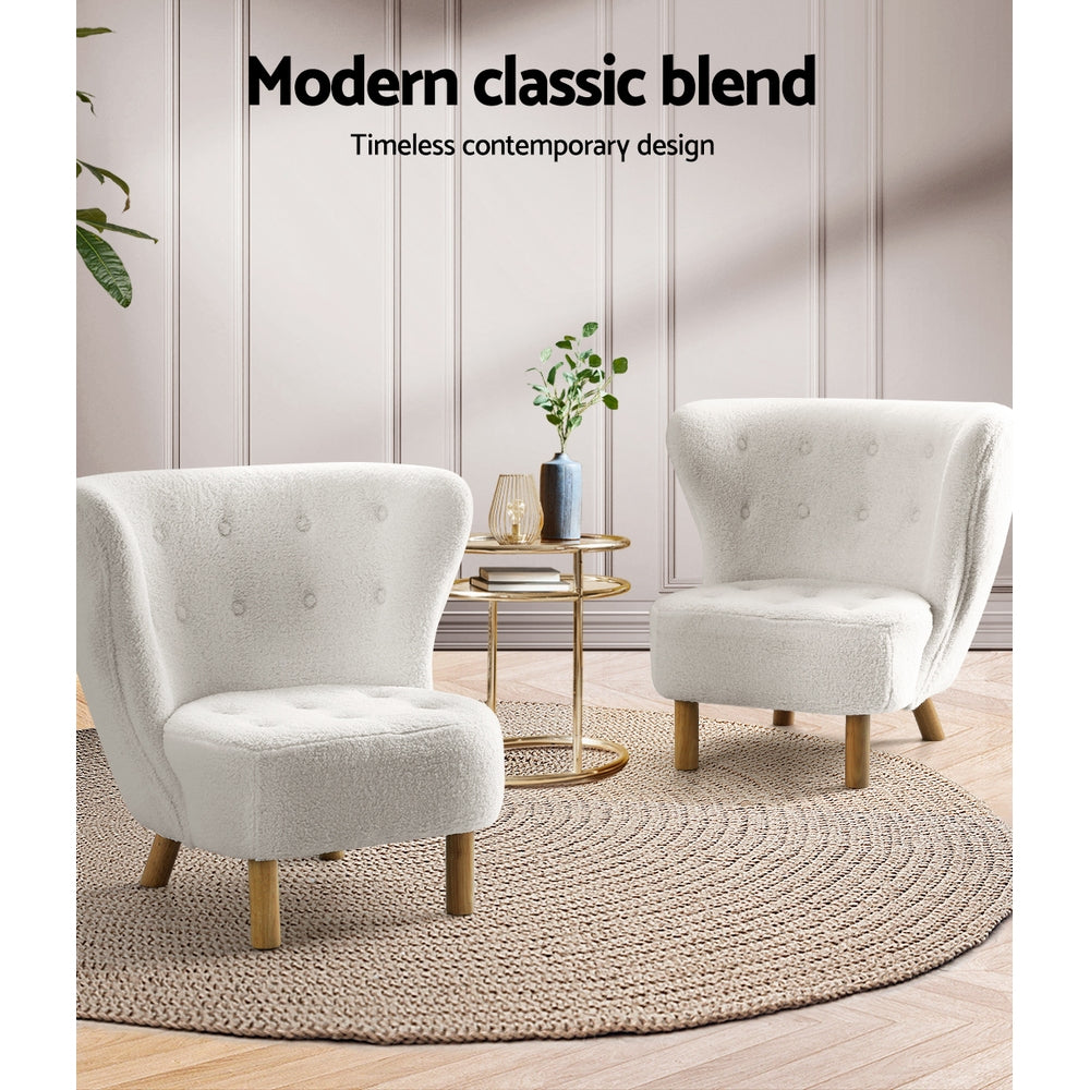 Felista Armchair Lounge Accent Chair White Sherpa