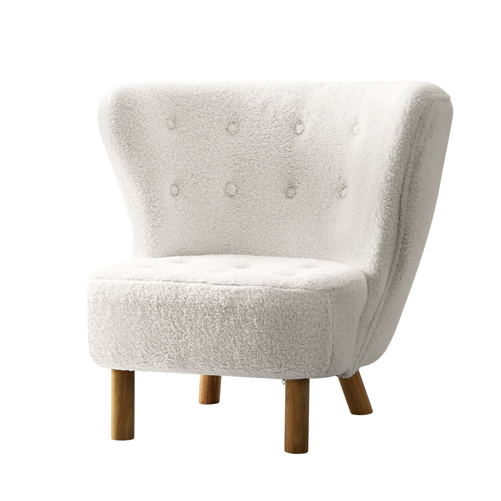 Felista Armchair Lounge Accent Chair White Sherpa