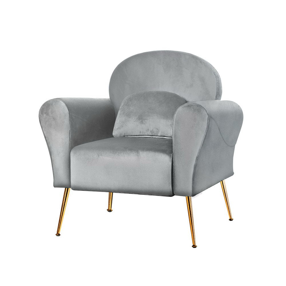 Caroline Grey Velvet Armchair Lounge Chair