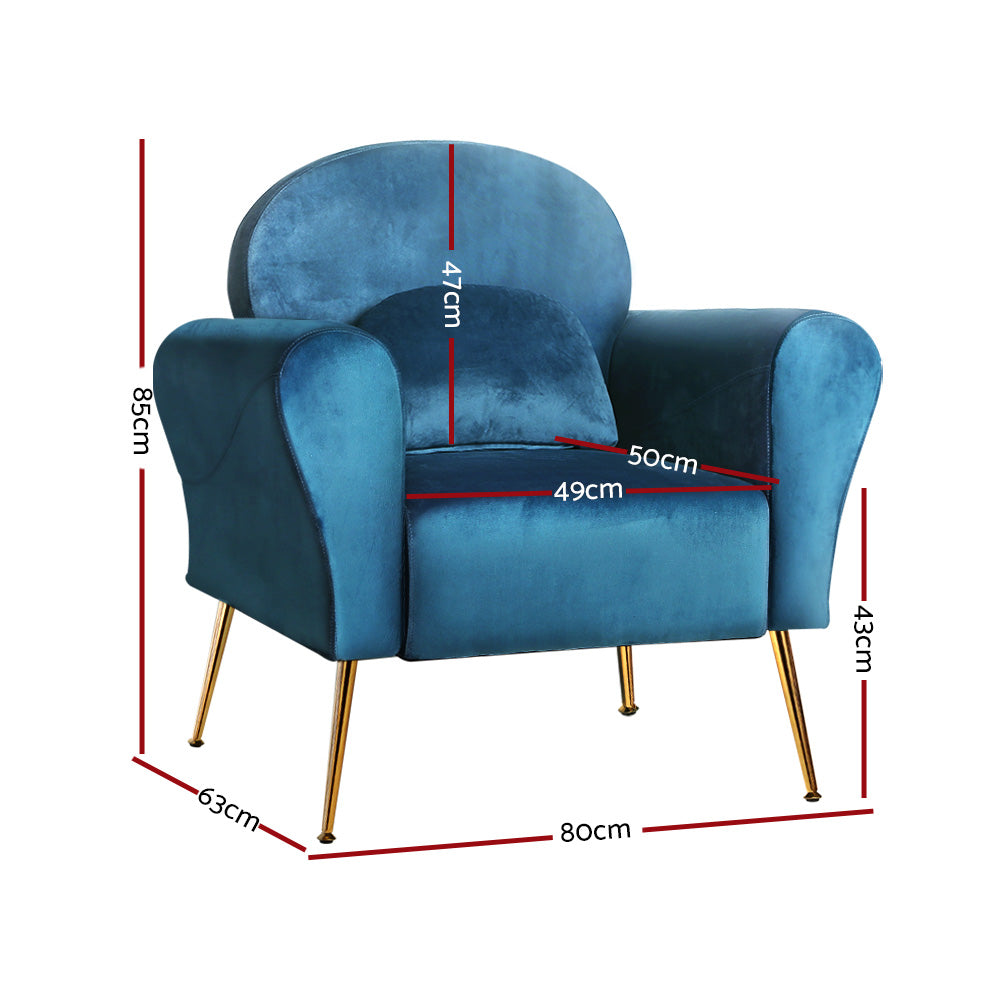 Caroline Navy Velvet Armchair Lounge Chair