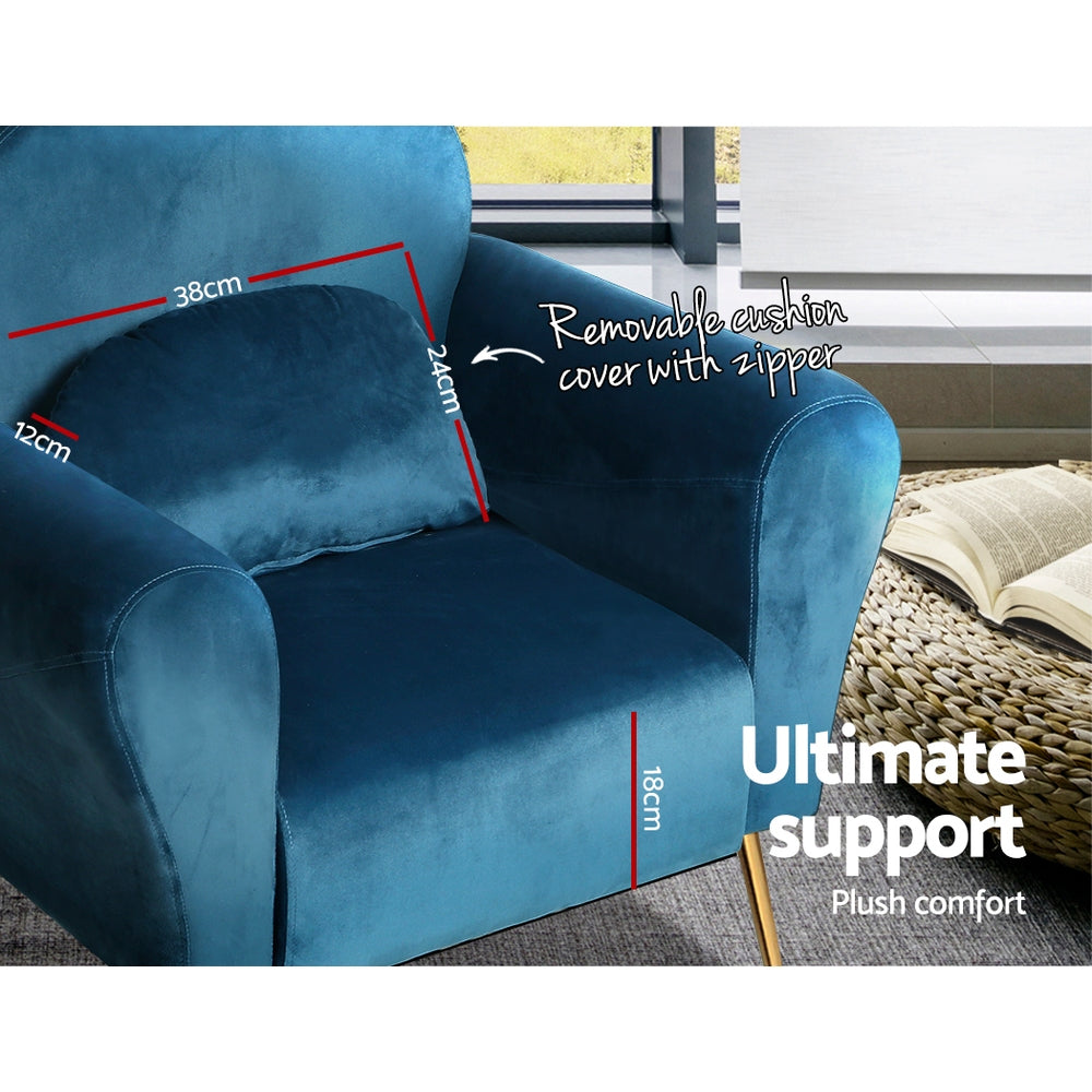 Caroline Navy Velvet Armchair Lounge Chair