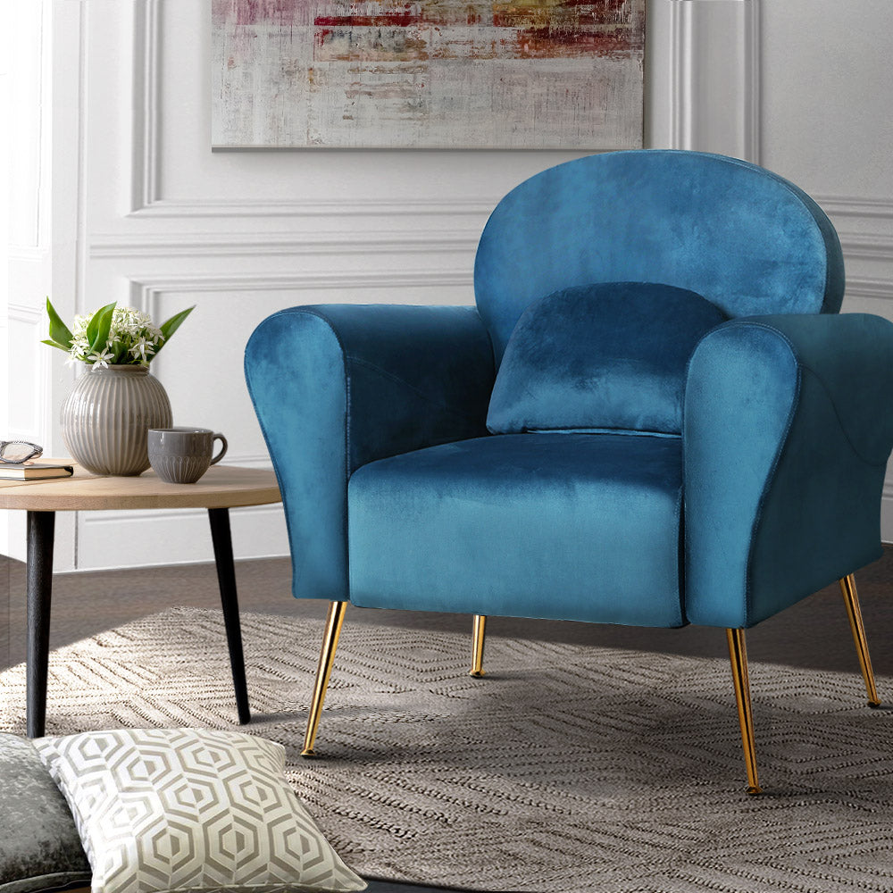 Caroline Navy Velvet Armchair Lounge Chair