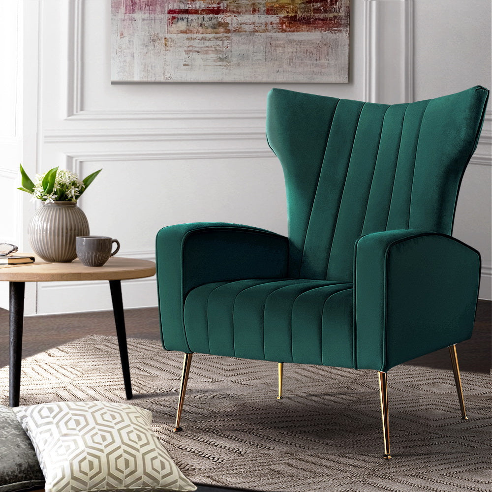 Kate Armchair Green Velvet Upholstery