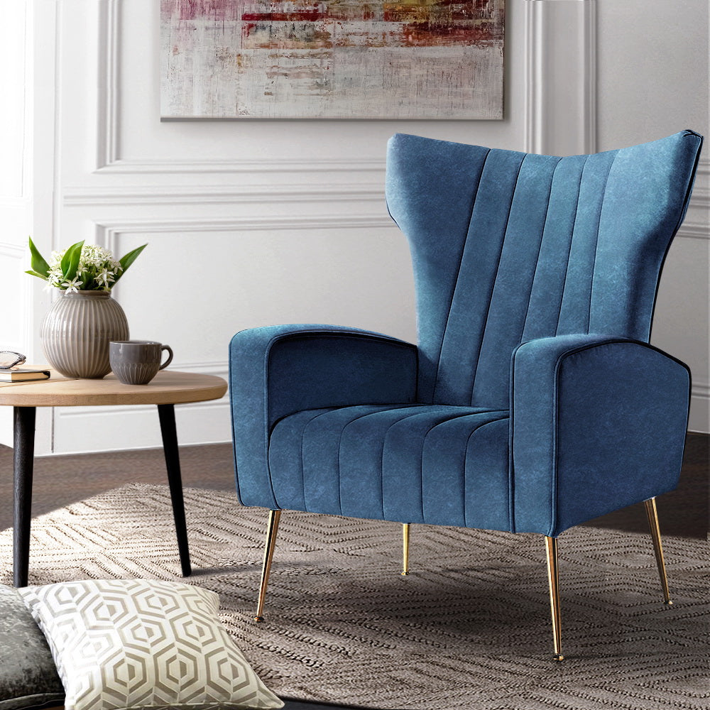 Kate Armchair Navy Velvet Upholstery