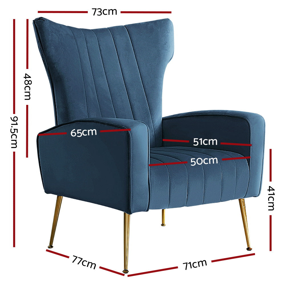 Kate Armchair Navy Velvet Upholstery
