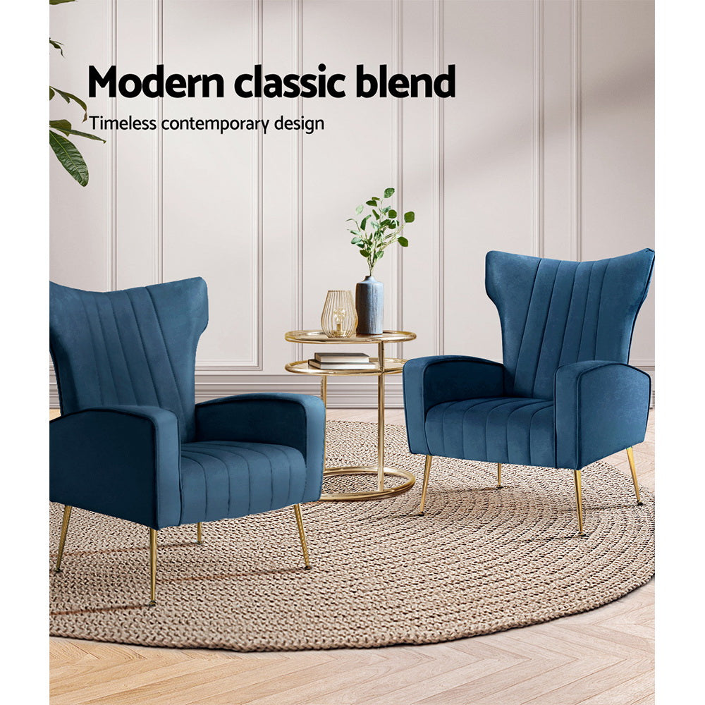 Kate Armchair Navy Velvet Upholstery