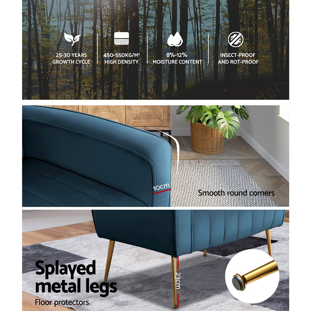 Kate Armchair Navy Velvet Upholstery