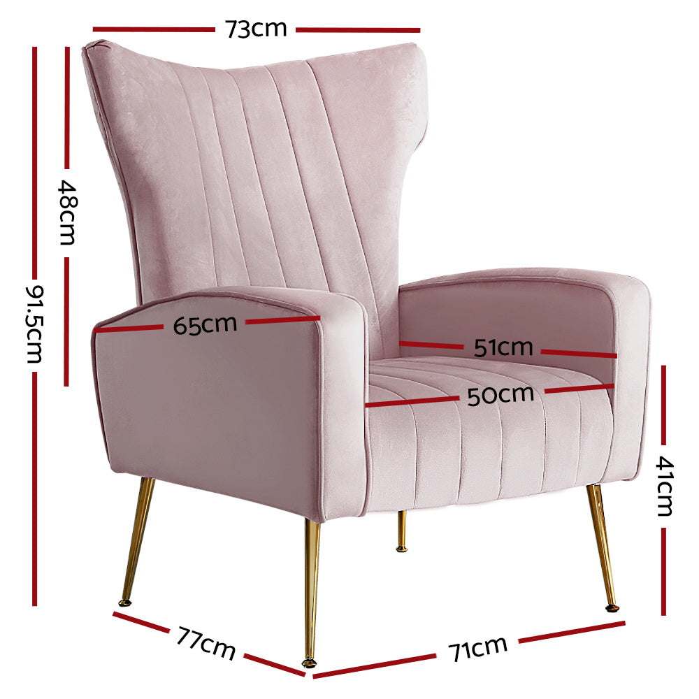 Kate Pink Velvet Armchair Golden Legs