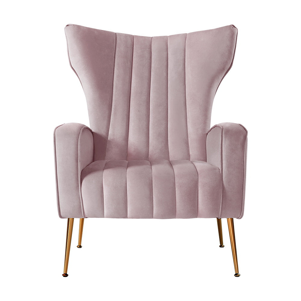 Kate Pink Velvet Armchair Golden Legs