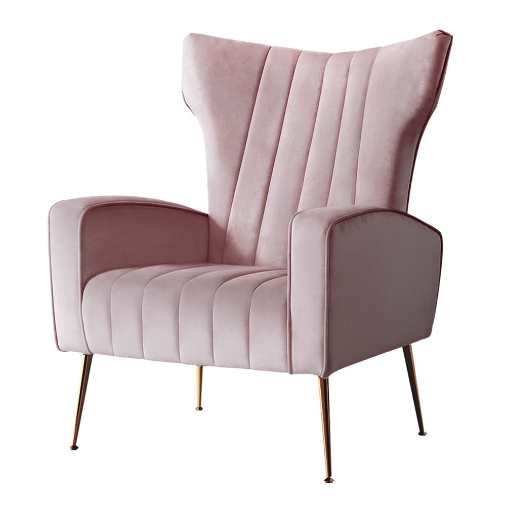 Kate Pink Velvet Armchair Golden Legs
