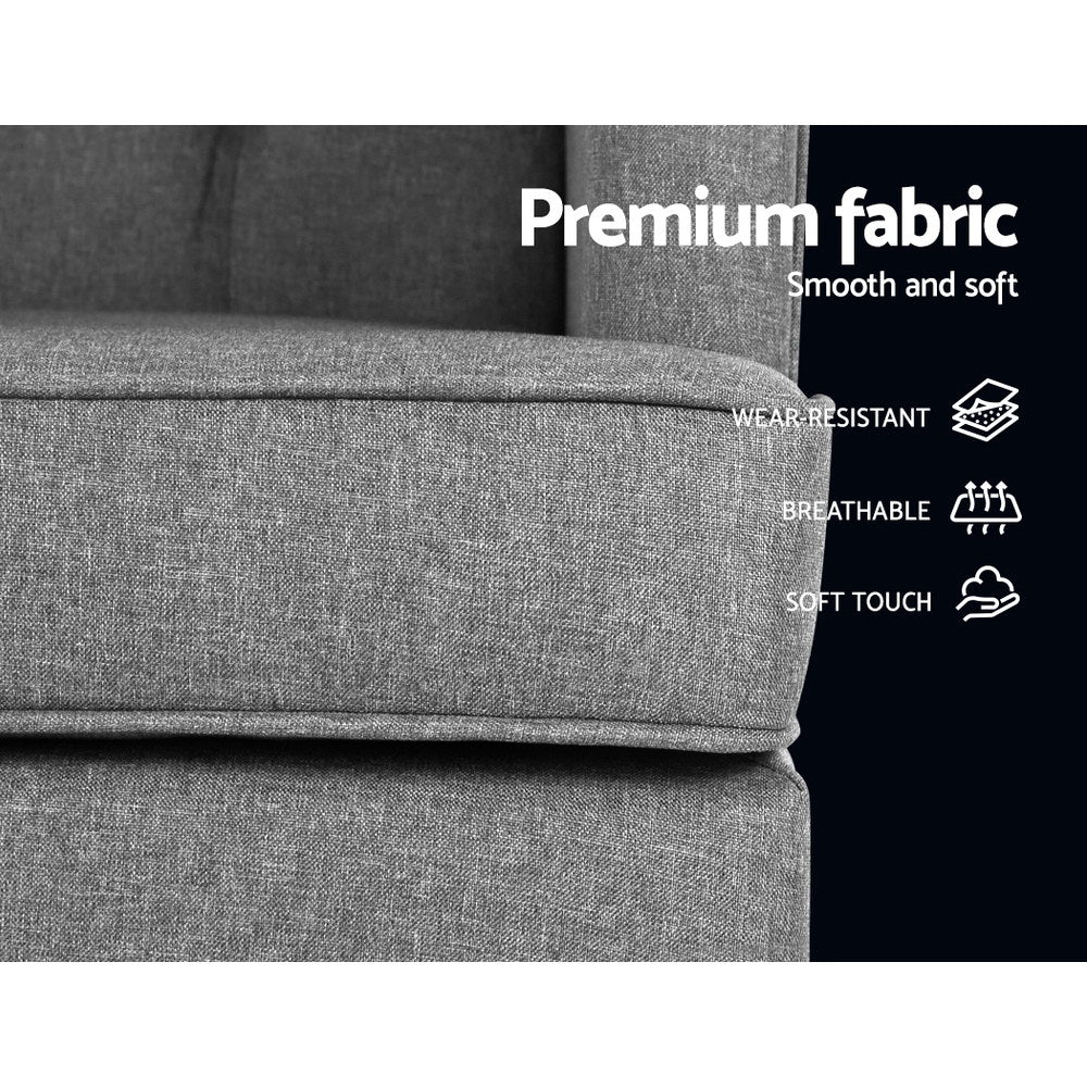 Gaia Grey Rocking Armchair Convertible Linen Fabric