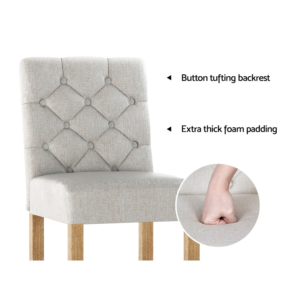 Artem Set of 2 Bar Stools Linen Upholstered Beige