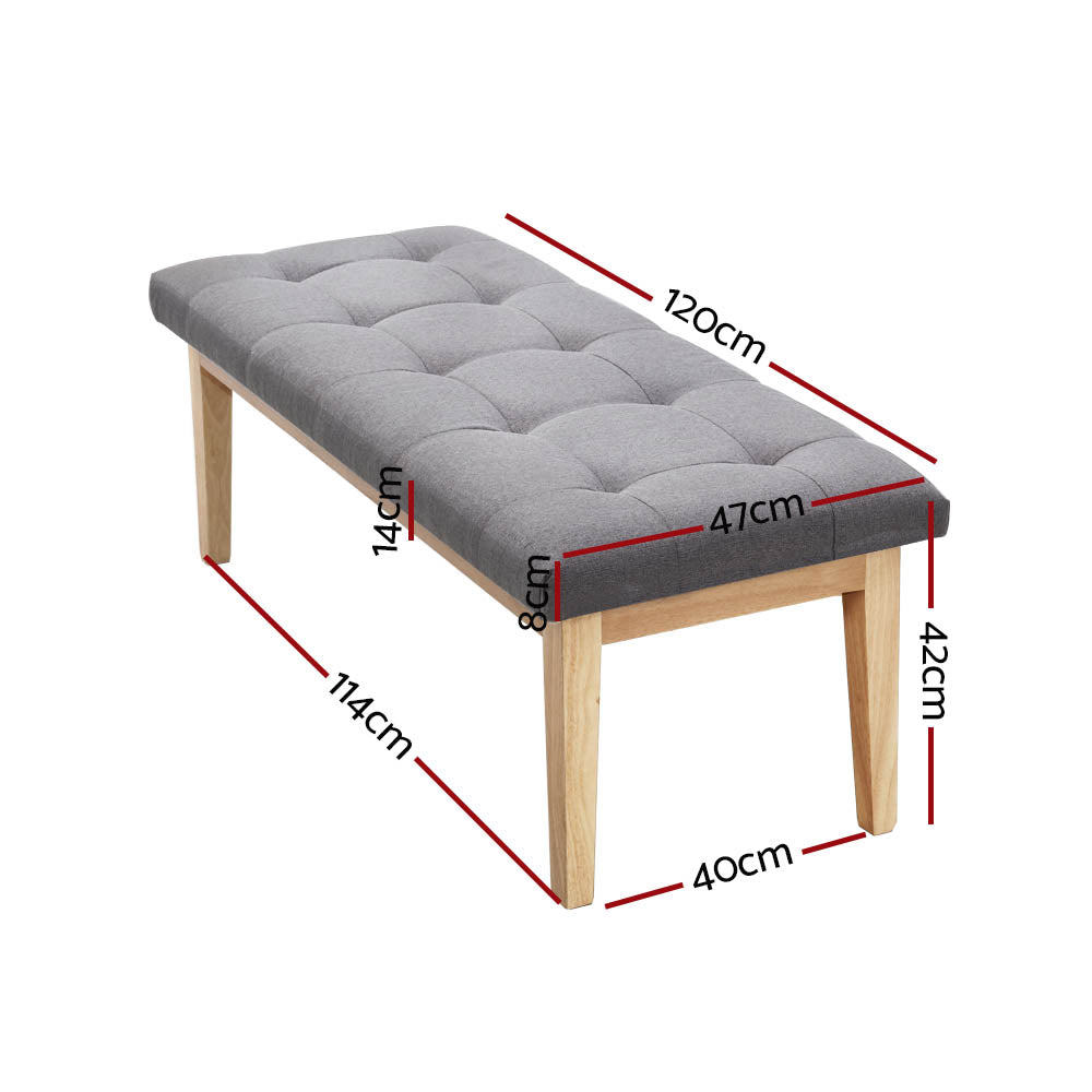 Anderson 120cm Ottoman Bench Footstool Linen Grey