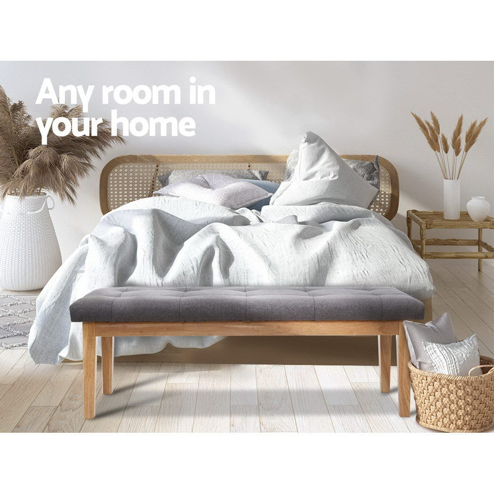 Anderson 120cm Ottoman Bench Footstool Linen Grey