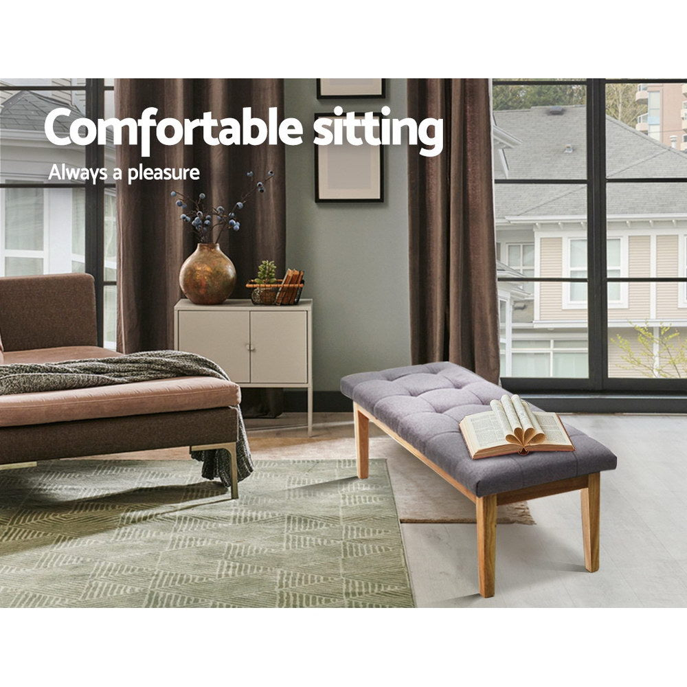 Anderson 120cm Ottoman Bench Footstool Linen Grey