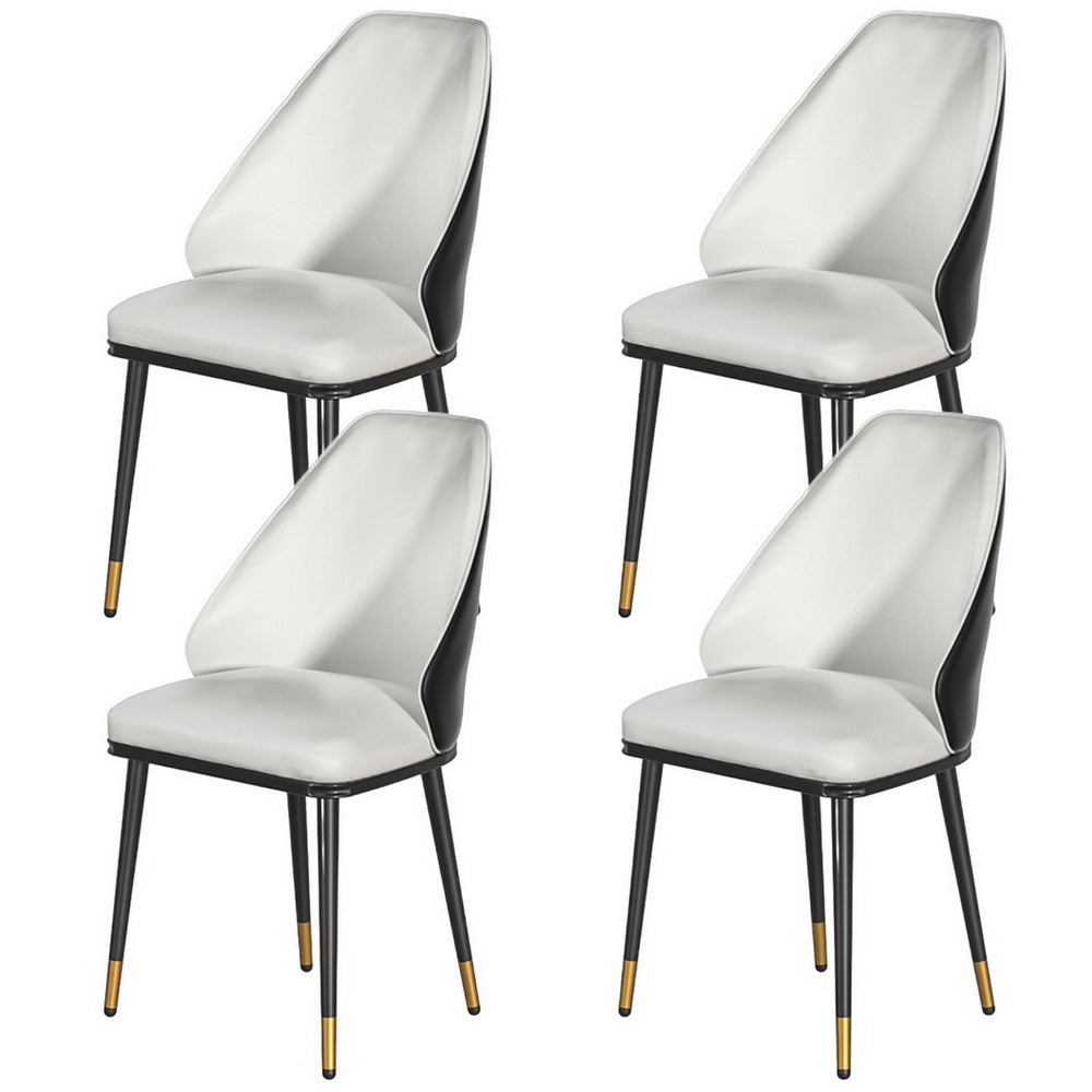 Artiss Set of 4 Dining Chairs Leather Seat Beige Black