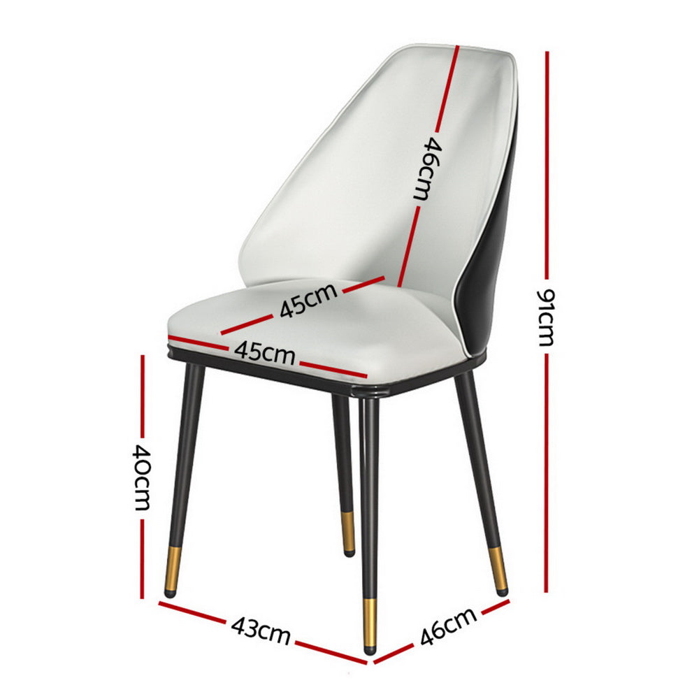Artiss Set of 4 Dining Chairs Leather Seat Beige Black