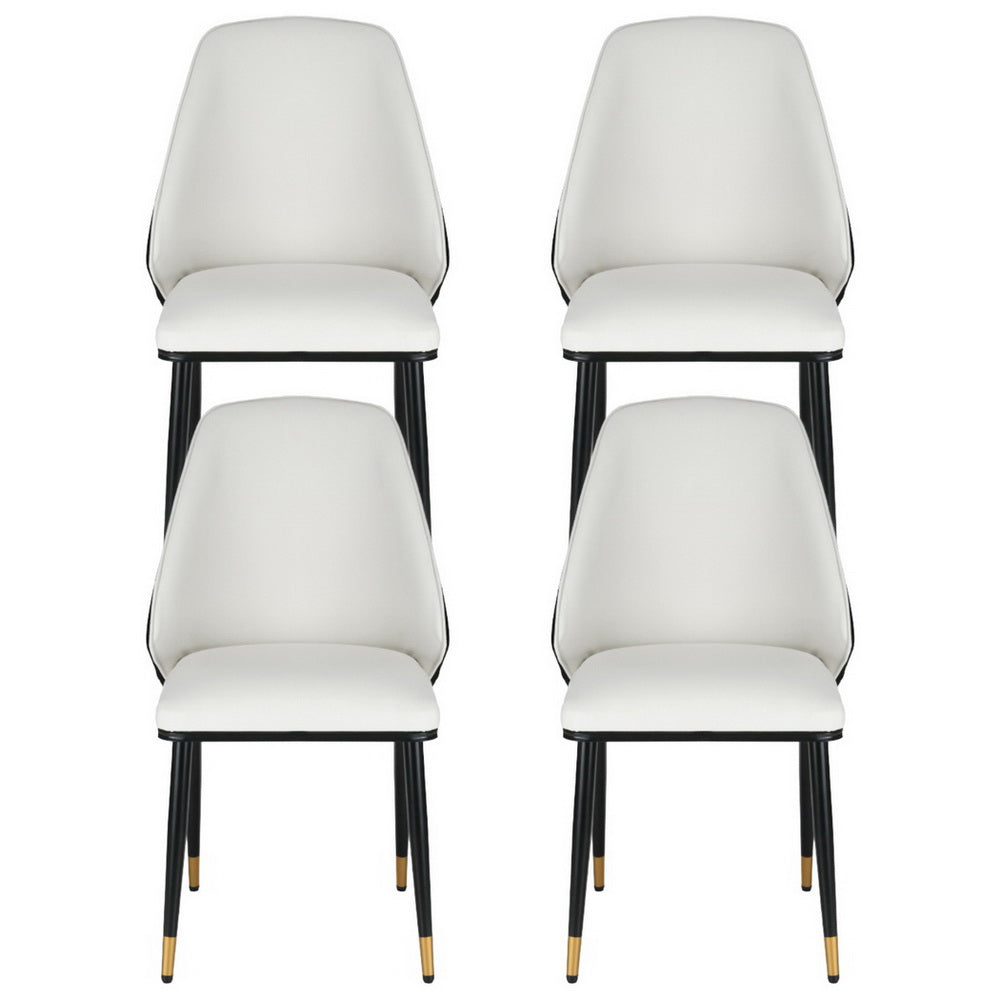 Artiss Set of 4 Dining Chairs Leather Seat Beige Black