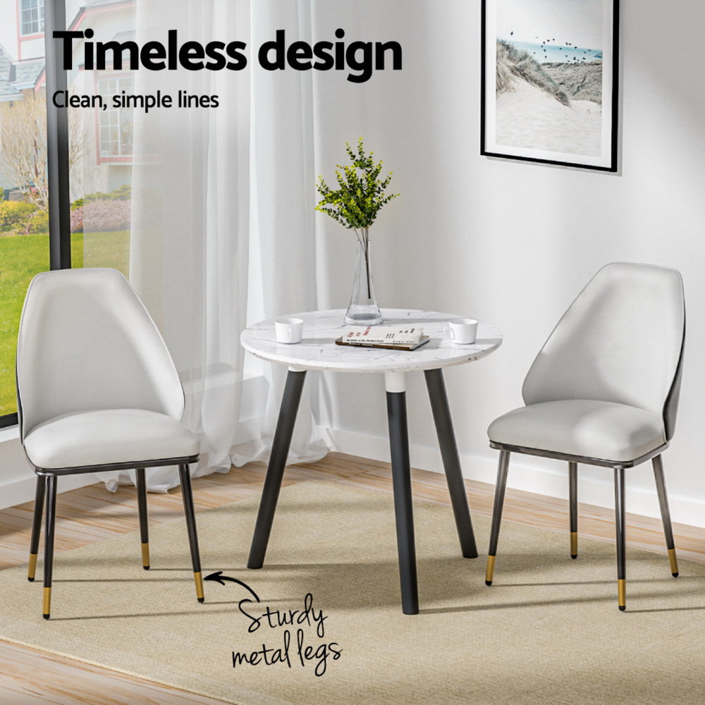 Artiss Set of 4 Dining Chairs Leather Seat Beige Black