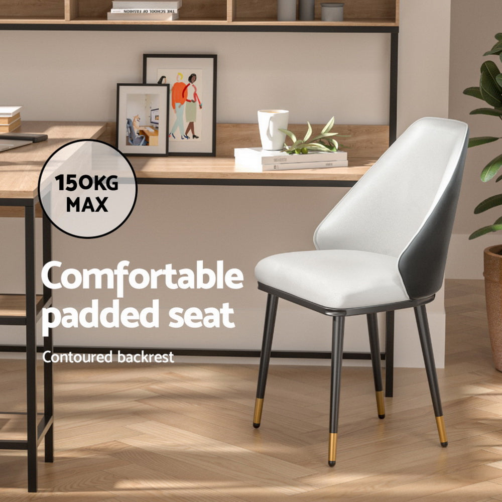Artiss Set of 4 Dining Chairs Leather Seat Beige Black