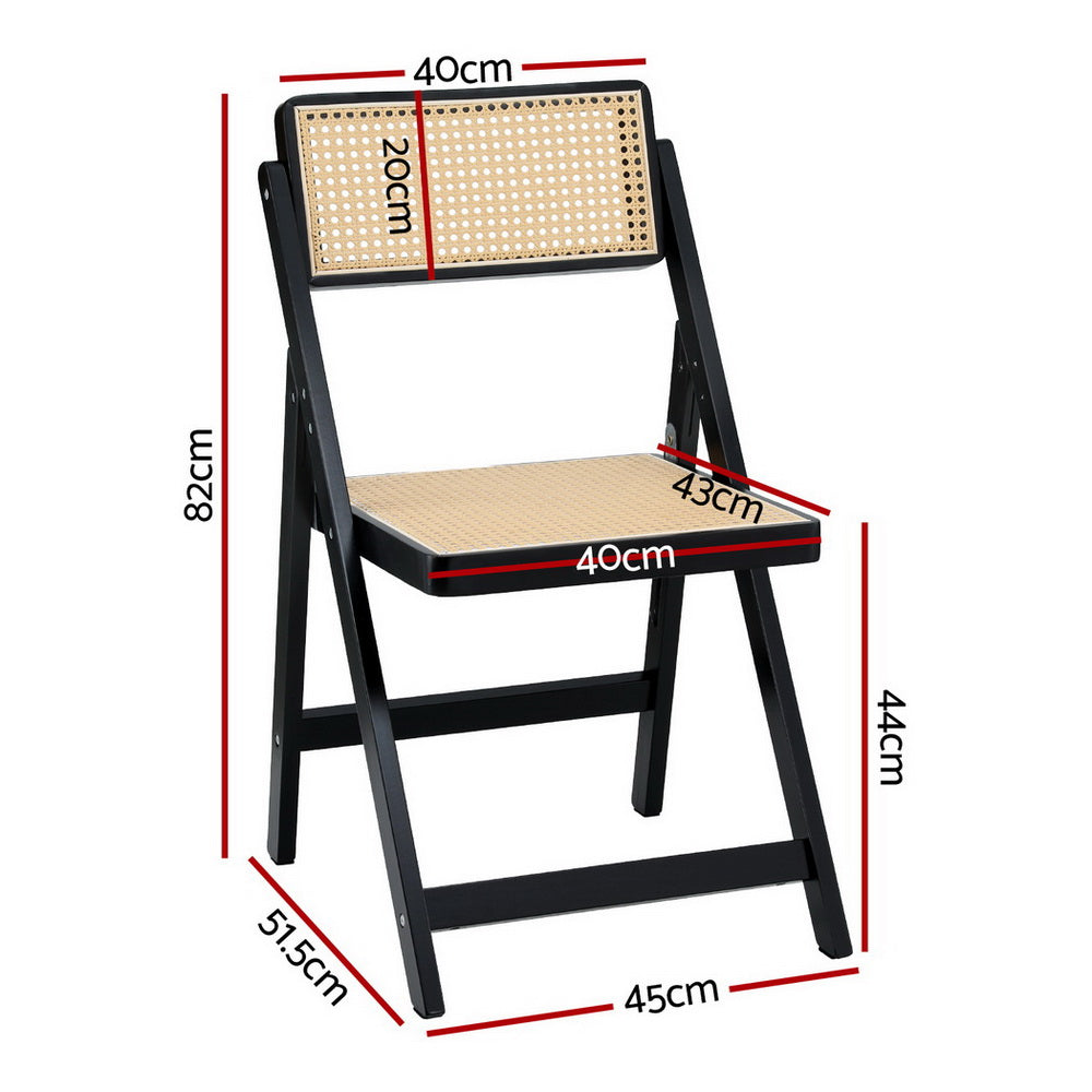 Artiss 4x Foldable Dining Chairs Rattan-Style Black