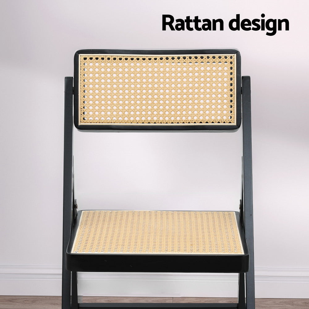 Artiss 4x Foldable Dining Chairs Rattan-Style Black