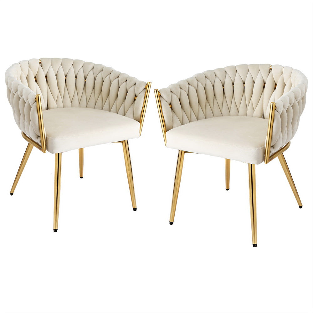 Artiss Velvet Armchair Dining Chairs Set of 2 Beige