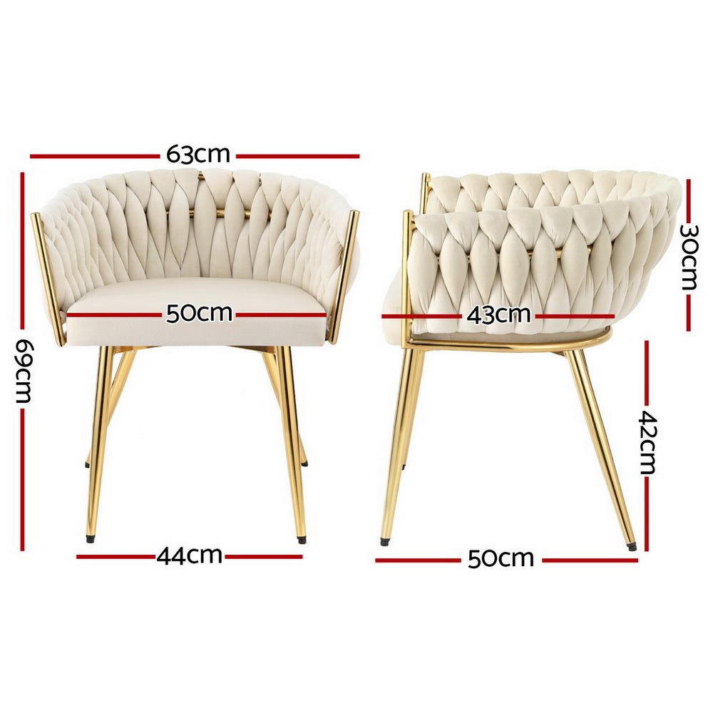 Artiss Velvet Armchair Dining Chairs Set of 4 Beige