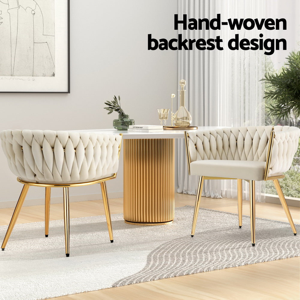 Artiss Velvet Armchair Dining Chairs Set of 4 Beige
