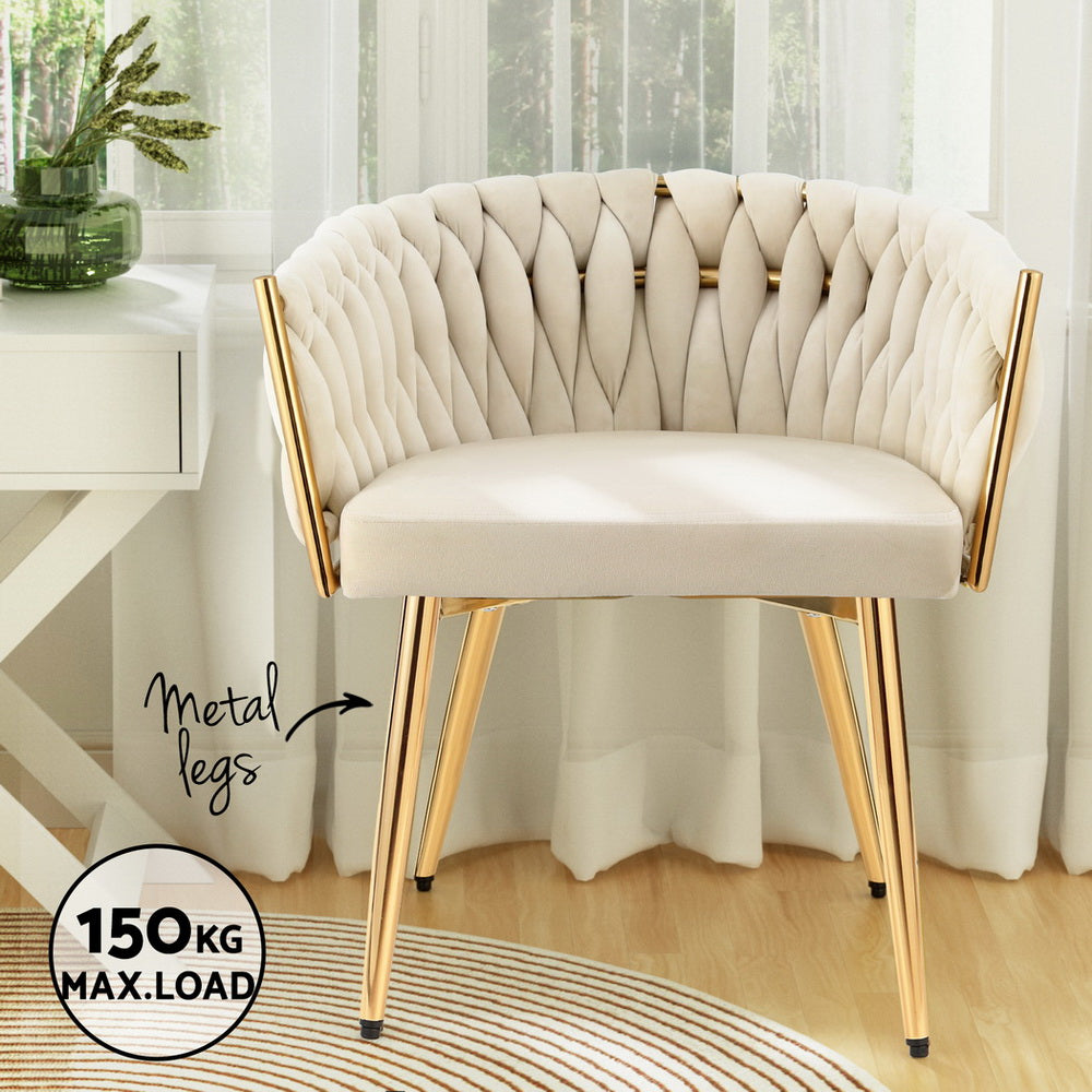 Artiss Velvet Armchair Dining Chairs Set of 4 Beige