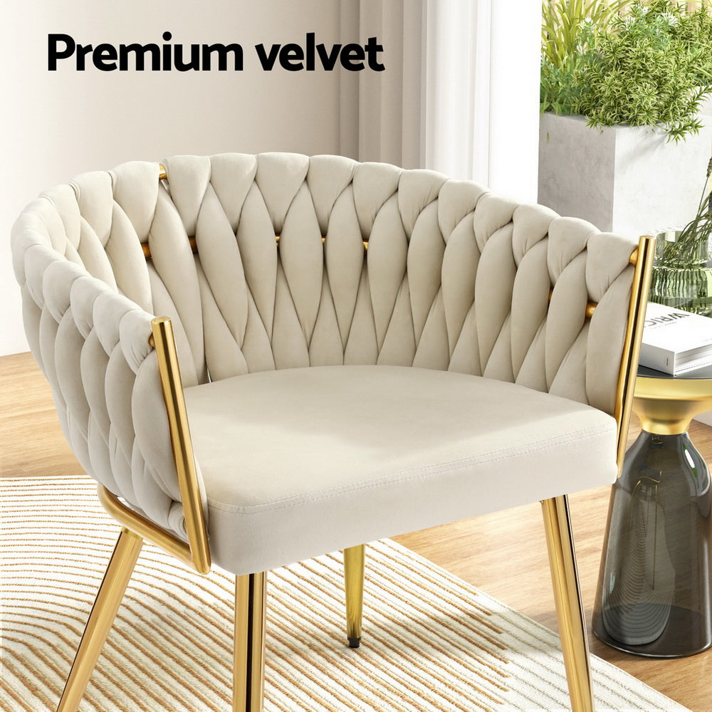 Artiss Velvet Armchair Dining Chairs Set of 4 Beige
