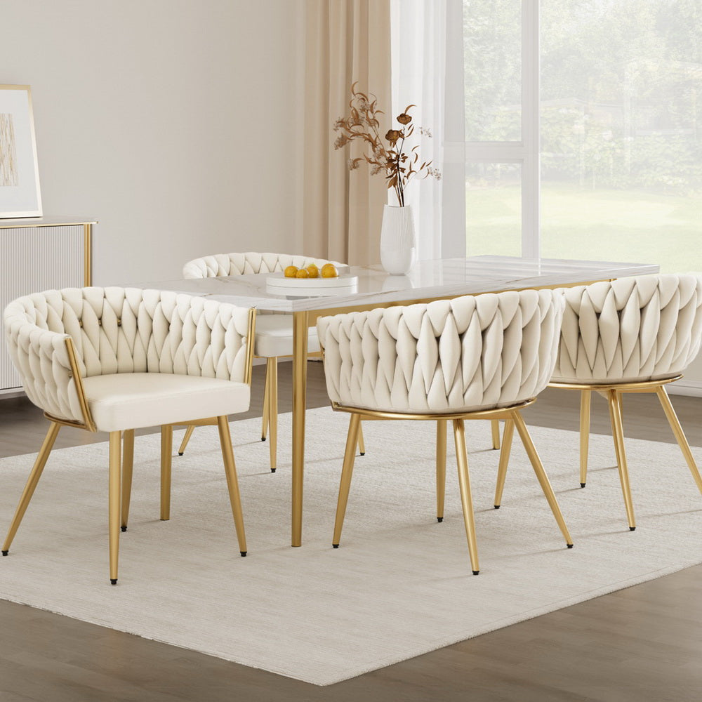 Artiss Velvet Armchair Dining Chairs Set of 4 Beige