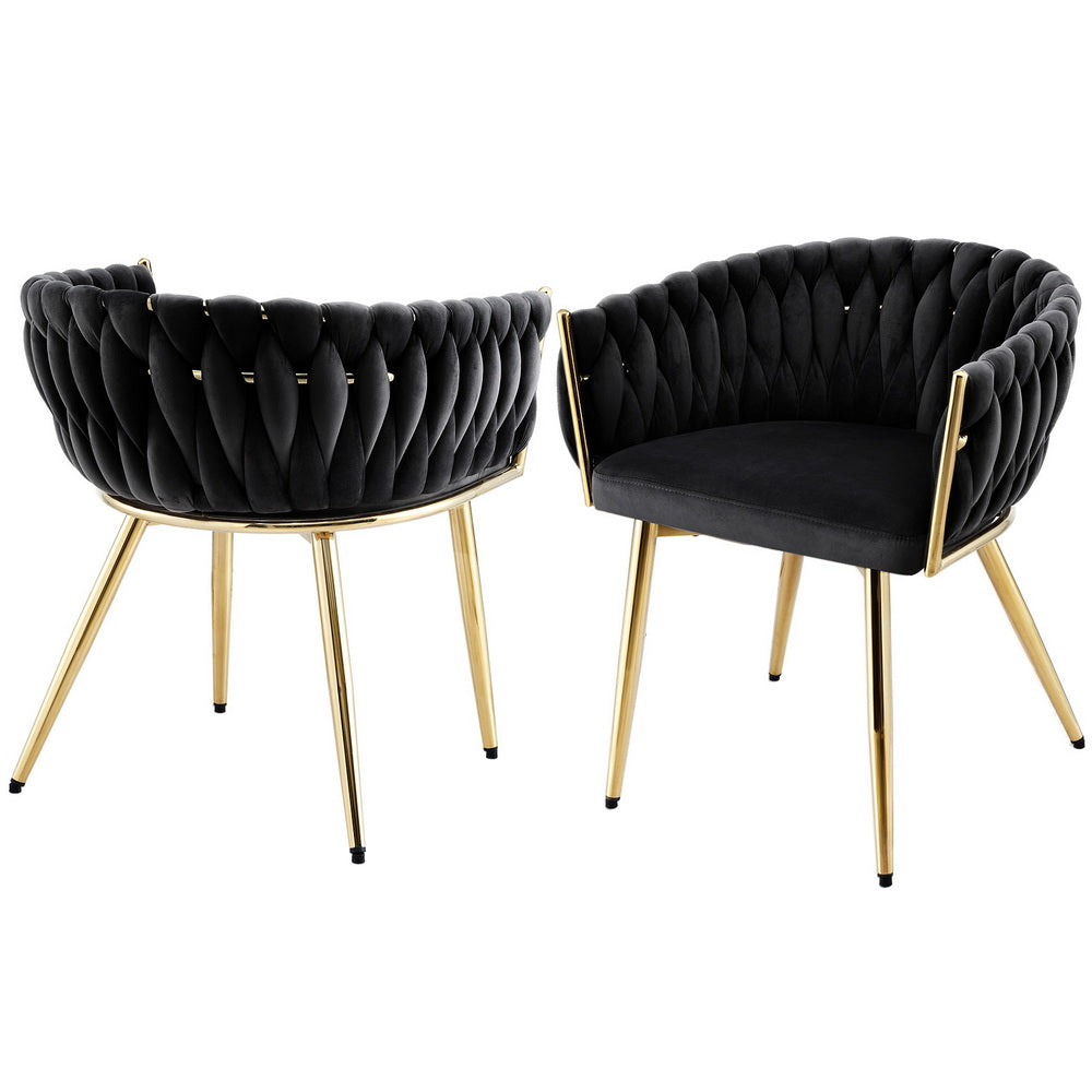 Artiss Velvet Armchair Dining Chairs Set of 2 Black