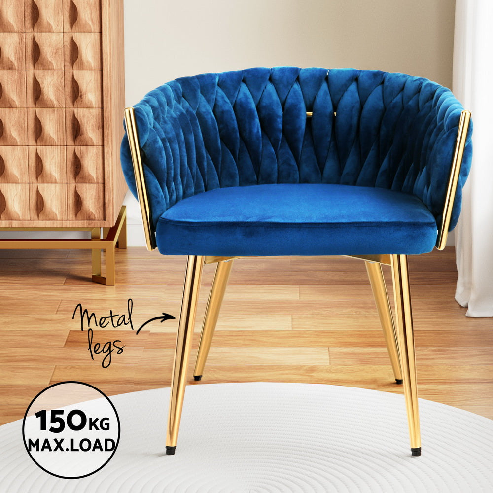 Artiss Velvet Weaving Armchairs Set of 2 Blue