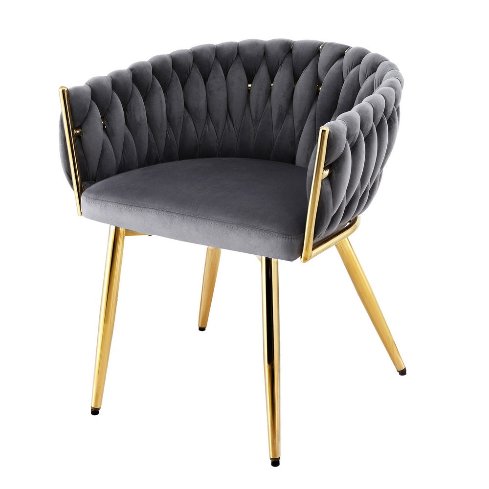 Artiss Velvet Dining Chair with Armrests Grey