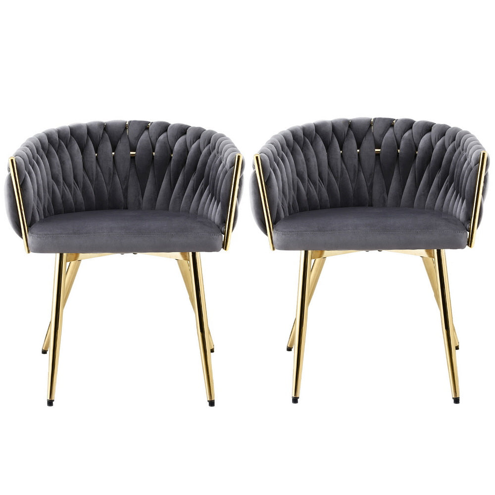 Artiss Grey Velvet Armchair Dining Chairs Set of 2