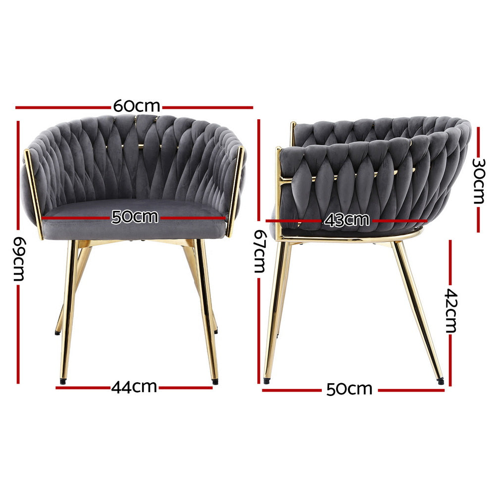 Artiss Velvet Armchair Dining Chairs Set of 4 Grey