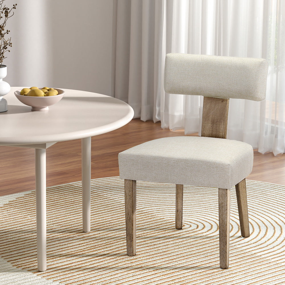 Milford Dining Chairs Set of 2 Linen Fabric Beige
