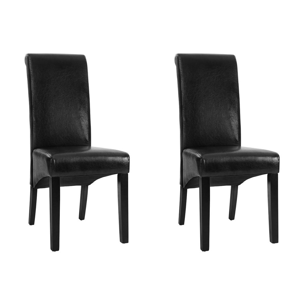 Danson Dining Chairs Set of 2 Leather Black