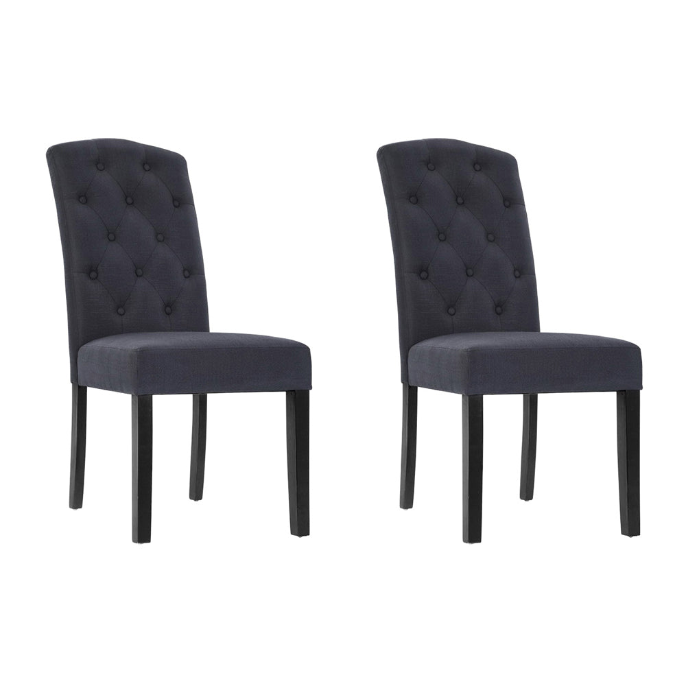 Dansk Set of 2 Linen Dining Chairs Dark Grey