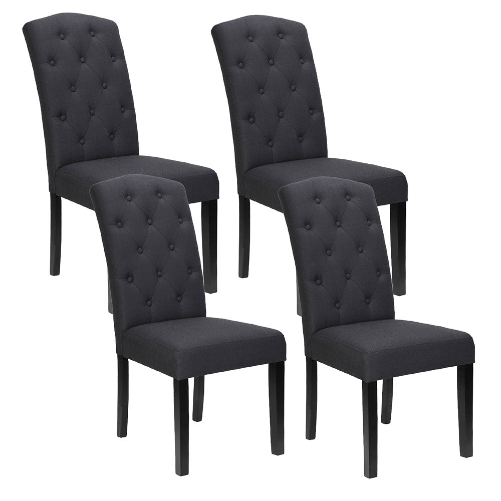 Dansk Set of 4 Linen Dining Chairs Dark Grey